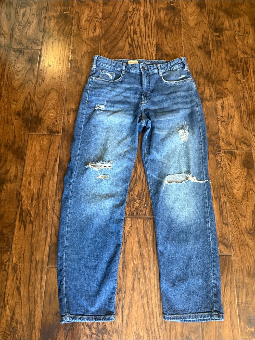 Pilcro Distressed Blue Mom Jeans - Classic Ripped Denim, size 30